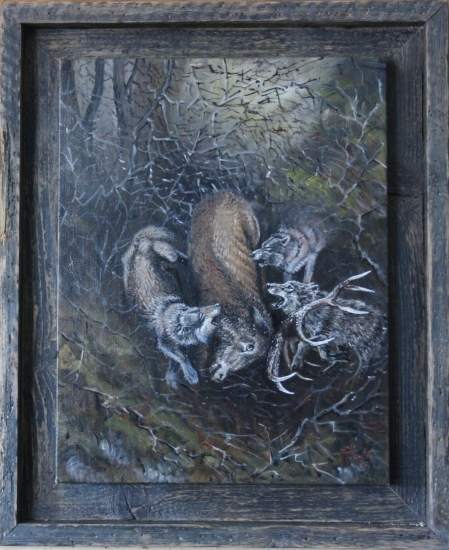 lesna drama 1,olej na platne35x45cm