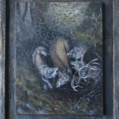 lesna drama 1,olej na platne35x45cm