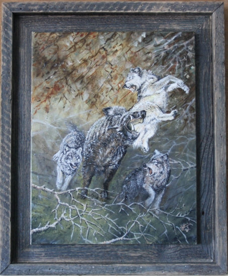 lesná dráma 2, olej na plátne, 35x45cm