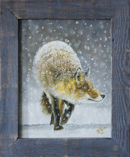 líštička líškava, olej na plátne, 25x30