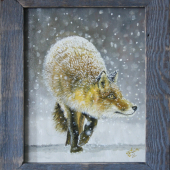 líštička líškava, olej na plátne, 25x30