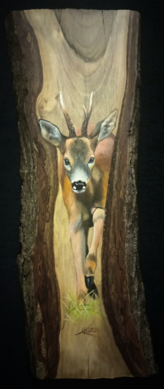 Srnec na orechovom dreve