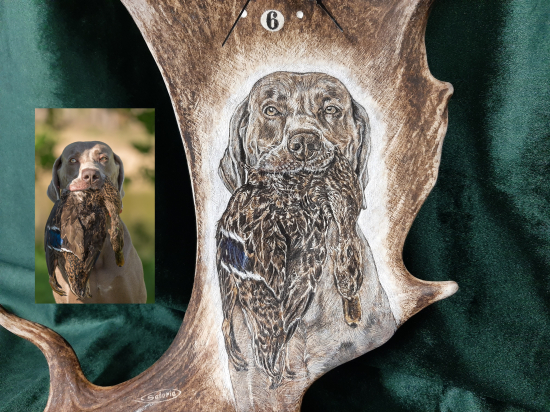 Hodiny z daňčí lopaty - na přání zákazníka dle dodané fotografie