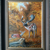 Jeseň s danielmi - olej,plátno 42x30