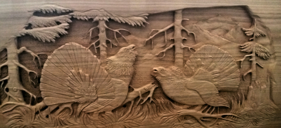 Hlucháni - rezba do čerešňového dreva 95x45 cm