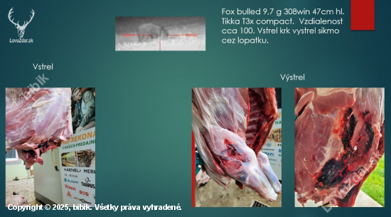 Tikka t3x compact 308 win 47 cm - 9,7 g fox bulet  Lanštiak