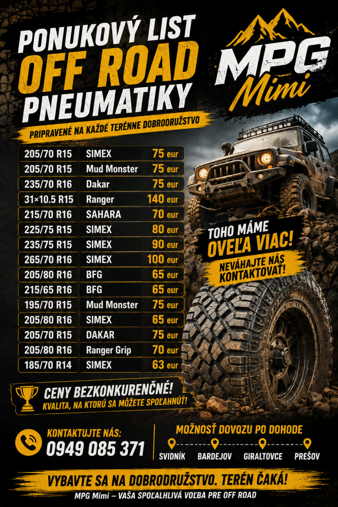 OFF-ROAD pneumatiky (rôzne rozmery) vzor SIMEX, T3, DAKAR